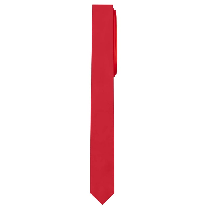 Jacob Alexander Ultra Skinny 1.5" Men's Solid Necktie - Red - Image 1